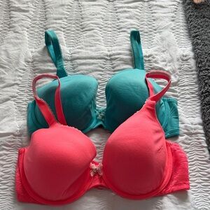 Victoria's Secret Pink and Teal Bra Set